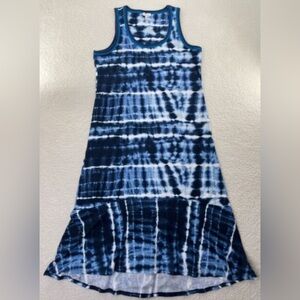 🎁 NWT ELLA MOSS Juniors Navy Tie Dye Sylvia Midi Hi Low Sleeveless dress…